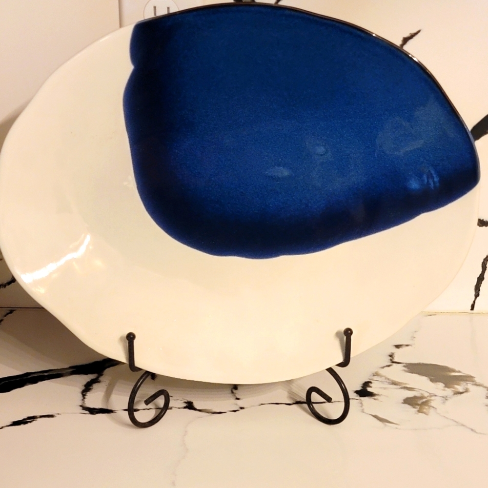 Matceramica Handpainted Stoneware Blue Abstract